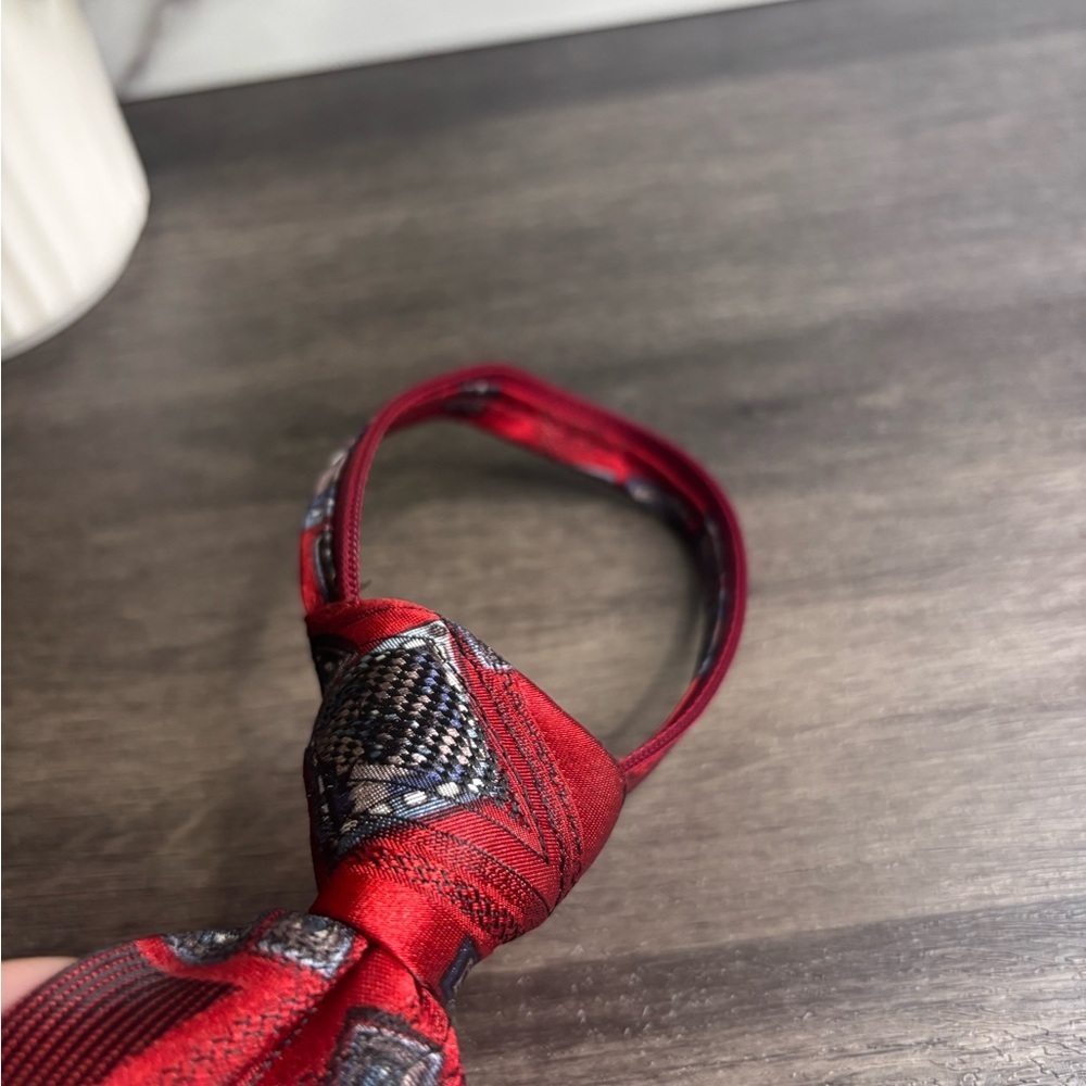Malibu Red Tie with Black Geometric Design - Picture 6 of 9